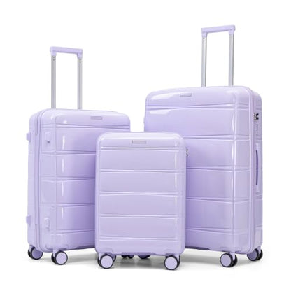 Merax Luggage Set,3 Piece Hardside Suitcase Set,20/24/28inch Luggage - color: 08Purple, style: 20/24/28