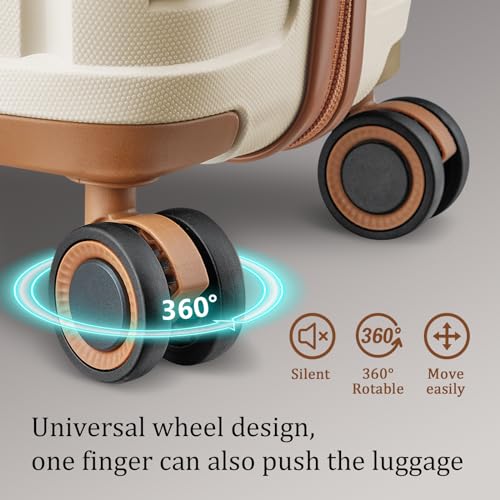 Joyway Luggage Sets 10 Piece PP Hardshell Carry on Suitcase, Travel Lightweight Carry-on with Double Spinner Wheels and TSA Lock, Beige Brown - color: Beige Brown, size: 10 piece set