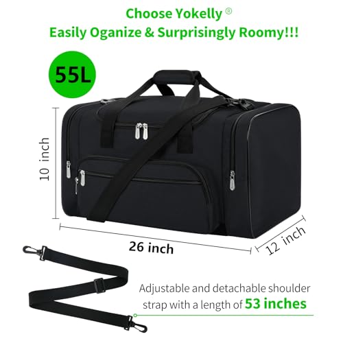 Sports Duffel Bag 26 Inch Travel Gym Duffle, Black - color: Black, size: 26 inch