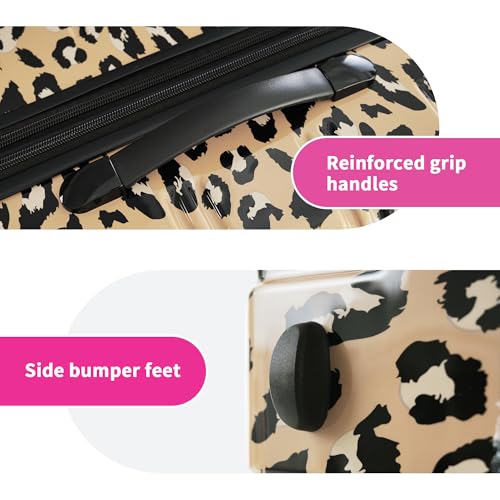 Merax 3-Piece Luggage Set,Leopard Print Hardshell Suitcases. - color: Brown Leopard, size: 3 Piece(20/24/28)