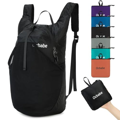 Ultra Lightweight Foldable Backpack,Water Resistant Small Packable Hiking Daypack Outdoor Camping Travel Bag - color: Black, size: 15L