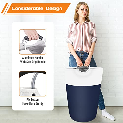 BlissTotes 115L Laundry Basket, Freestanding Collapsible Hamper, Blue - color: Blue, size: 115L