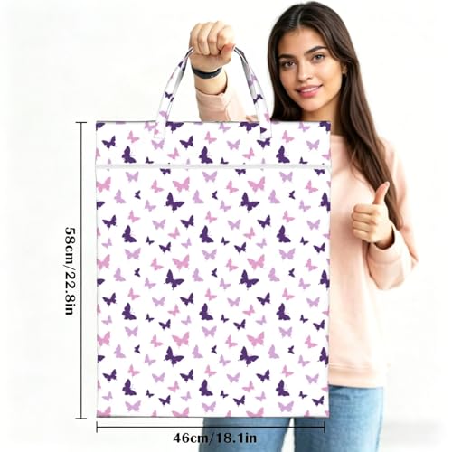 Purple Butterfly Travel Laundry Bag Washable Dirty Clothes Bag for Gym - color: Purple Butterfly