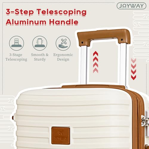 Joyway Expandable Carry on Luggage Sets Airline Approved, Lightweight Hard Shell 20 Inch Carry-on Suitcase with Spinner Wheels, White - color: White, size: 4 piece sets (13/20)