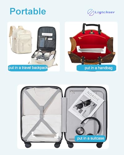 Ligtchser Portable Travel Garment Rack,Collapsible Mini Clothing Rack - color: Matte white