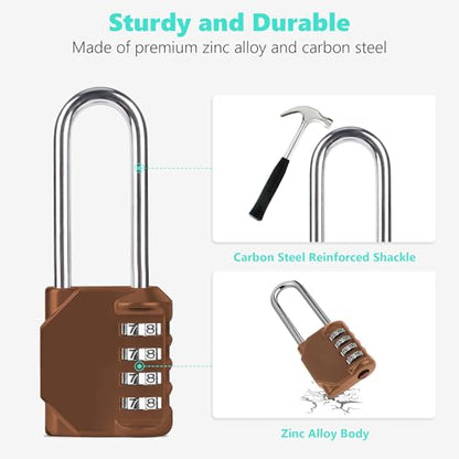 CL21MC 2.6 Inch Long Shackle Combination Lock, 4 Digit Combination Padlock Set Your own Combination for Gym Locker Lock, School, Gates, Doors, Toolbox, Hasps and Storage (Mocha Mousse (L) *1) - color: Mocha Mousse (L) *1