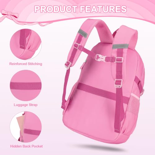 DIGOBAY Quilted Backpack for Girls with Lunch Bag Pencil Case - color: Magenta