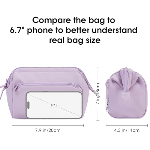 Narwey Travel Makeup Bag Toiletry Bag, Wide Open Cosmetic Bag for Women - color: A-Purple, size: Small