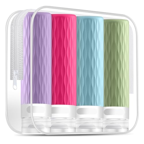 Travel Bottles for Toiletries, TSA Approved Silicone Travel Toiletry Bottle - color: Lavender,HotPink,SkyBlue,Avocado
