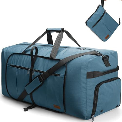 100L Large Waterproof Foldable Travel Duffle Bag with Shoe Compartment - color: Light Blue, size: 100L