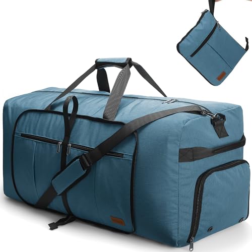 100L Large Waterproof Foldable Travel Duffle Bag with Shoe Compartment - color: Light Blue, size: 100L