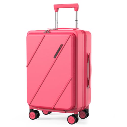 Carry On Luggage 22x14x9 Airline Approved with Front Pocket, Red - color: Red