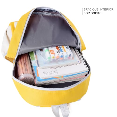 AOTIAN Medium Backpack, Men Women Casual Daypack for College Travel Work - color: Yellow White - 16 Inch