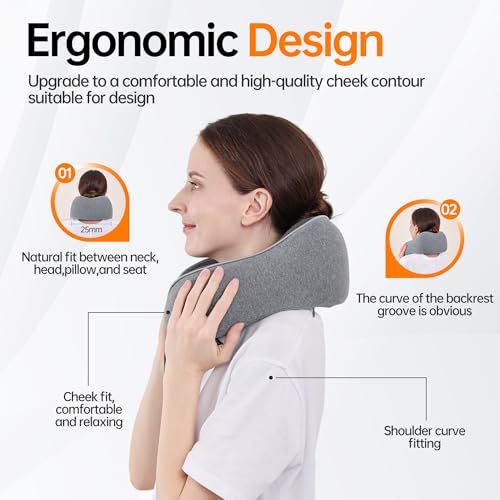 Travel Pillows for Airplanes,100% Pure Memory Foam Travel Neck Pillow - color: Grey