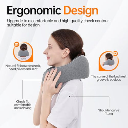 Travel Pillows for Airplanes,100% Pure Memory Foam Travel Neck Pillow - color: Grey
