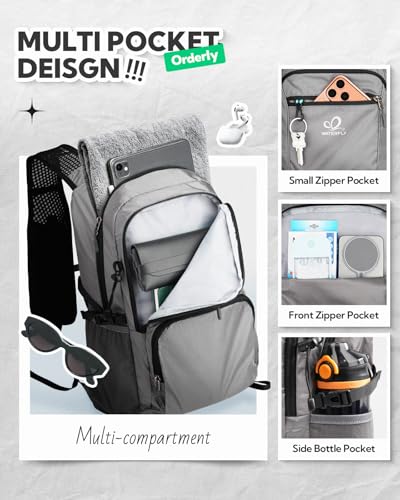 WATERFLY Packable Hiking Backpack, 20L Small Lightweight Foldable Daypack | Phone Pocket, Only 3 Steps Foldable, Breathable Shoulder Strap, Comfortable Folding Bag Pack for Women Men Travel Outdoor - color: Grey