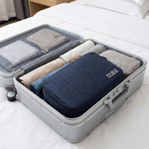 Portable Hanging Toiletry Bag Water-resist Cosmetic Organizer with Mesh Pockets for Travel Makeup and Skincare Products(Navy Blue) - color: Navy Blue