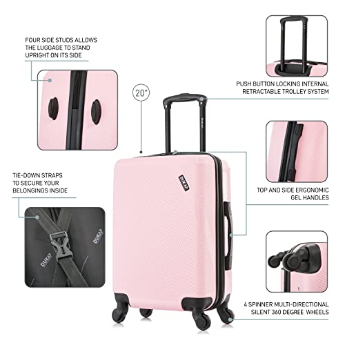 DUKAP DISCOVERY 20-Inch Carry-On Hardside Spinner Luggage Lightweight Pink - color: Pink, size: 20 Inch