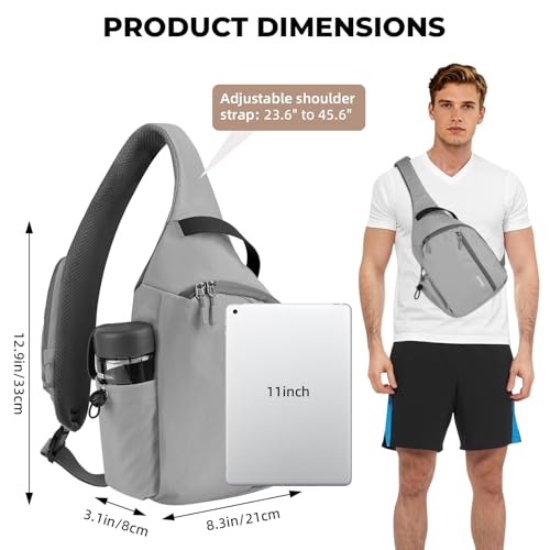 Crossbody Sling Bag, RFID Travel Hiking Sling Backpack, Compact EDC Bag - color: Grey