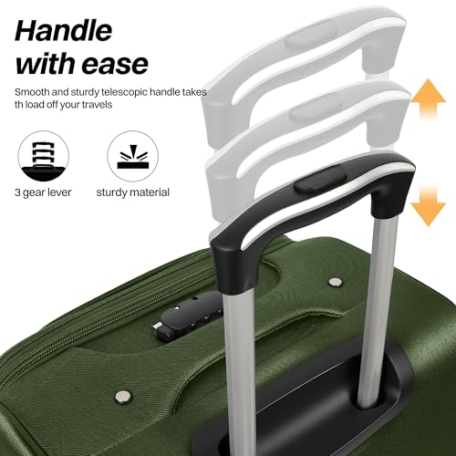 3-Piece Softside Set,Expandable 15% Luggage Set,w/LOCK - color: Green-Grey, size: 3-Piece Set (20"/24"/28'')