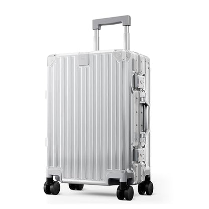 ALPHA CAMP 20 Inch Carry On Luggage with Aluminum Frame Zipperless Suitcase - color: Silver, size: 20 Inch