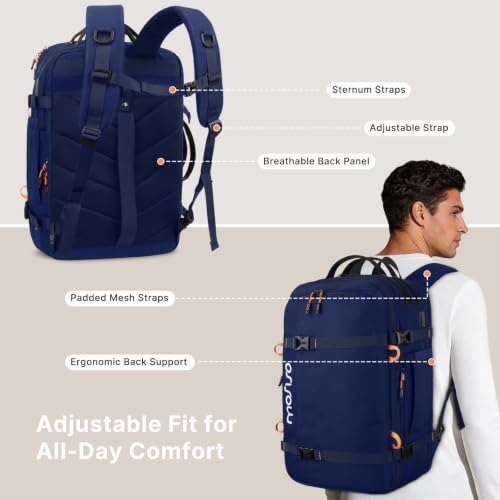 MOSISO 40L Travel Backpack for Men, Large Rucksack Duffel Bag - color: Navy Blue
