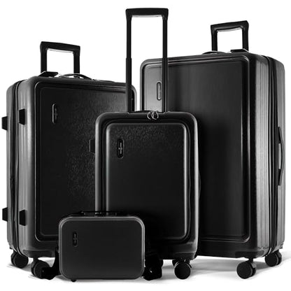 TRAVELARIM Hard Shell Luggage Sets with Spinner Wheels 4 Piece, Expandable Large Suitcases with TSA Lock, Travel Large Suitcase Set, Black Luggage Set - color: Black, size: 4 Piece Set (20/24/28)