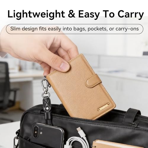 Trackable Passport Holder for Travel, RFID Blocking Wallet, Brown - color: Brown