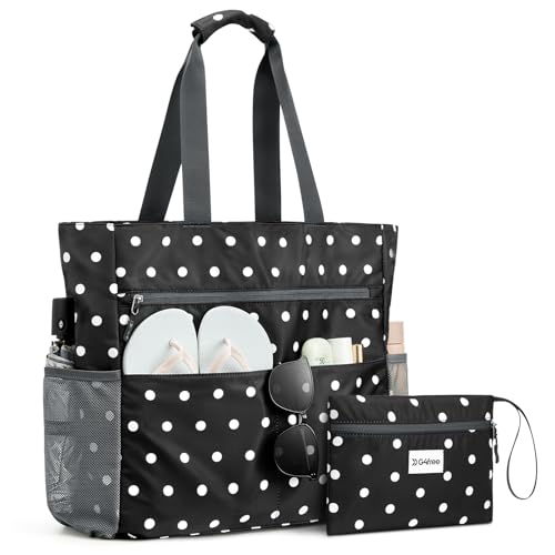 G4Free Beach Bag, Waterproof Sandproof Large Capacity Foldable for Women - color: Black White, size: 35L