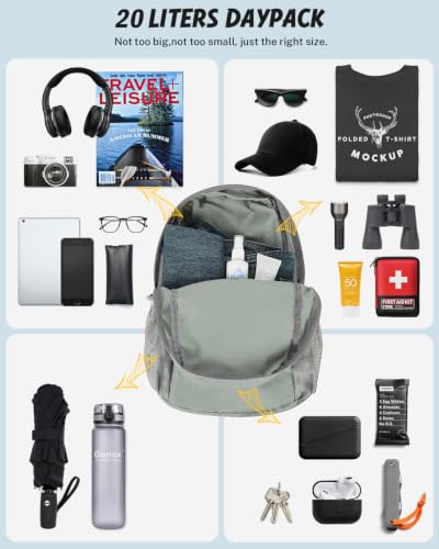 Gonex Packable Daypack Backpack 20L Lightweight Foldable Travel Bag - color: Sage Green