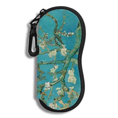 Hion Sunglasses Soft Case Ultra Light Neoprene Zipper Eyeglass Case With Belt Clip - color: 2b-almond Blossom