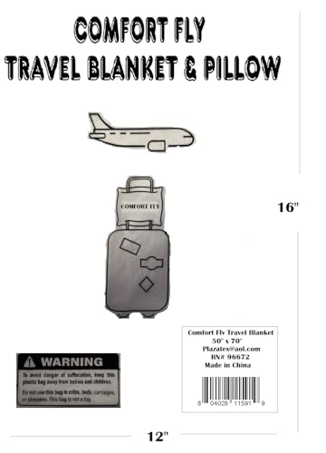 Comfort Fly Travel Blanket & Pillow – 2-in-1 Micro Plush Airplane Blanket with Carry Case (40" x 70") - Black - color: Black