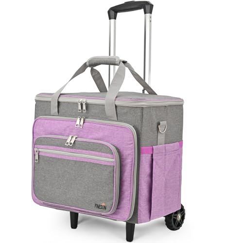 Rolling Craft Bag With Wheels, Teacher Organizer Tote With Detachable Trolley - color: purple, size: 2 Wheels & Fixed Front Feet