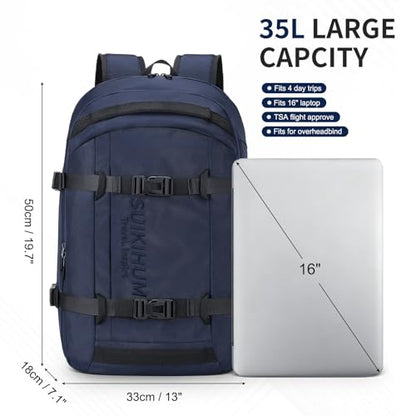 Gym Backpack Men Women 17" Laptop Work Backpack Business 35L Blue - color: Blue, size: 35L
