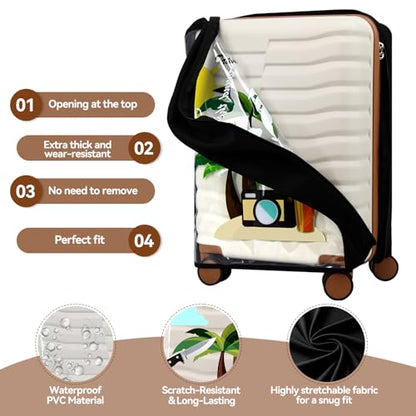 Clear PVC Suitcase Cover Protectors 20 Inch Luggage Covers - color: Coconut Tree-20 inches