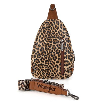 Wrangler Crossbody Bags for Women Sling Bag Fanny Pack Chest Purse Backpack - color: Leopard - Brown