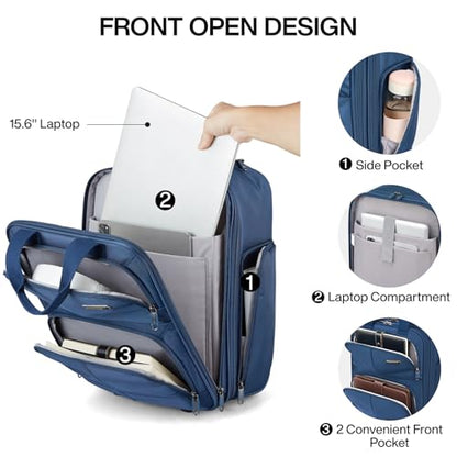Hanke 16 Inch Underseat Carry On Luggage with 2 Wheels Airline Approved - color: Blue, size: 16 Inch