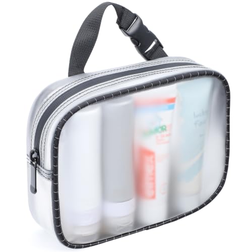 PACKISM TPU Clear Makeup Bag - Frosted TSA Approved Toiletry Bag, 1 Pack - color: Black Trim, size: 1 Pack