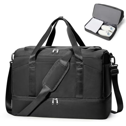 Travel Duffel Bag, Carry-on Overnight Weekender Bags for Women Travel - color: Black