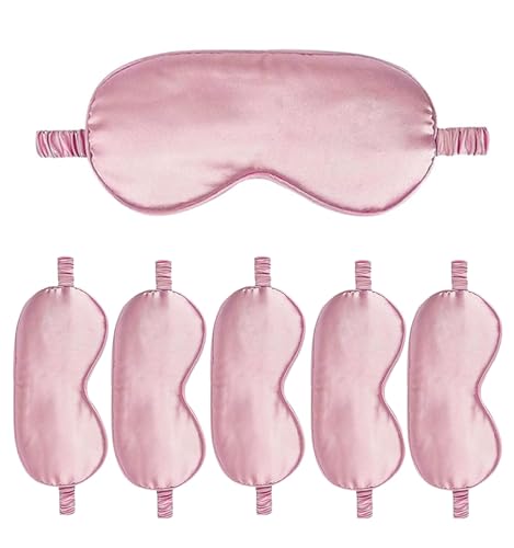 6PACK Silk Sleep Mask Satin Eye Masks Blackout Silky Eyeshade Cover Soft Blindfold Eyeshades for Women Sleeping Travel Gift - color: Dusty Rose