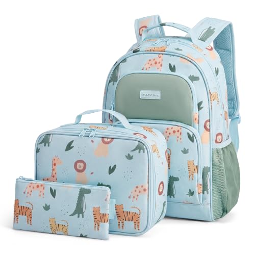 mommore Kids Backpack Set Kindergarten School Bookbag for Boys Girls 4-8 - color: Animals Print