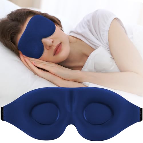ZGGCD Sleep Mask for Side Sleeper, Light Blocking Eye Mask for Women Men | 3D Contoured Night Blindfold, Luxury Sleeping Eye Cover, Adjustable Strap, Eyeshade for Travel Nap, Flight Essentials, Blue - color: Blue