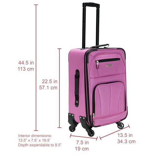 Rockland Pasadena Expandable Spinner Carry-on 19", Pink - color: Pink