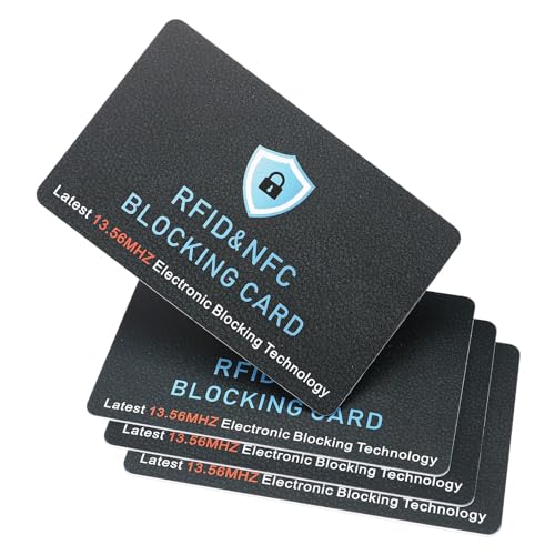4 Pack RFID Blocking Card, Contactless NFC Debit Credit Card Passport Protector,Entire Wallet Purse Protect - color: 4 Pcs Black