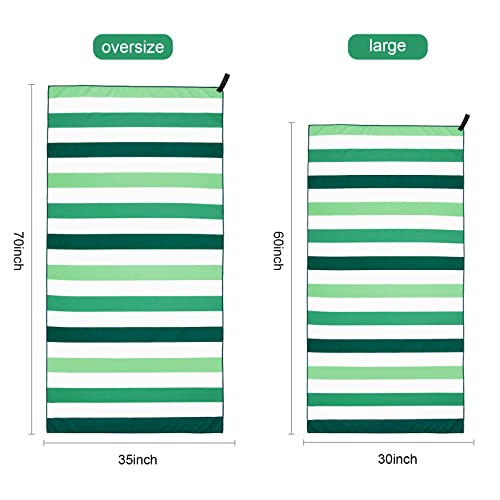 Exclusivo Mezcla Microfiber Quick Dry Large Beach Pool Towel - color: Stripe-forest Green, size: 30" x 60"