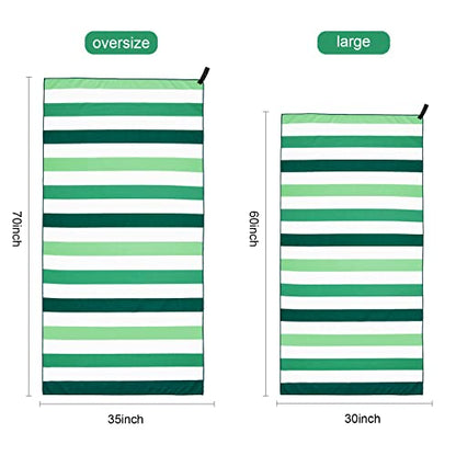 Exclusivo Mezcla Microfiber Quick Dry Large Beach Pool Towel - color: Stripe-forest Green, size: 30" x 60"