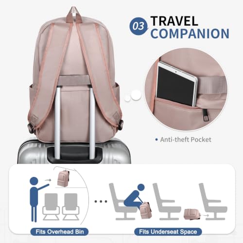 Laptop Backpack for Men & Women 15.6 Inch Office Anti Theft, Pink - color: Pink