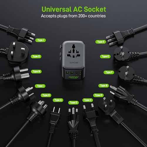 Epicka Pulse Duo 45W Universal Travel Adapter PD/QC 3.0, 2AC/2USB-C/2USB-A - style: Pulse Duo 45W Black