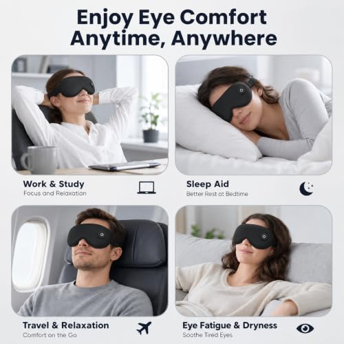 Heated Sleep Mask with 3-Level,Portable Eye Mask for Dry Eyes & Travel