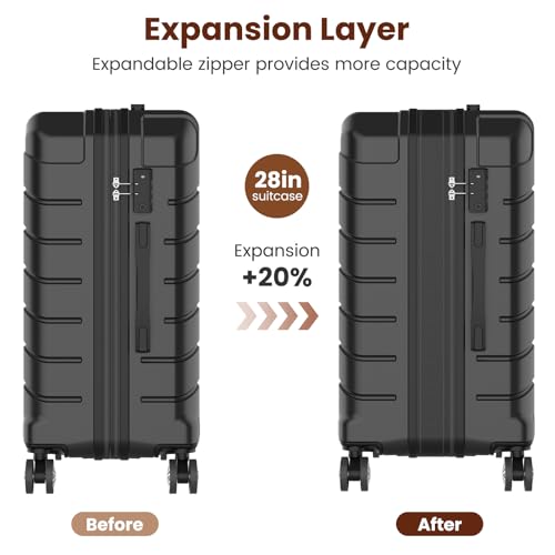 Luggage Sets 3 Piece Lightweight Durable Hardshell Suitcase Black - color: Black